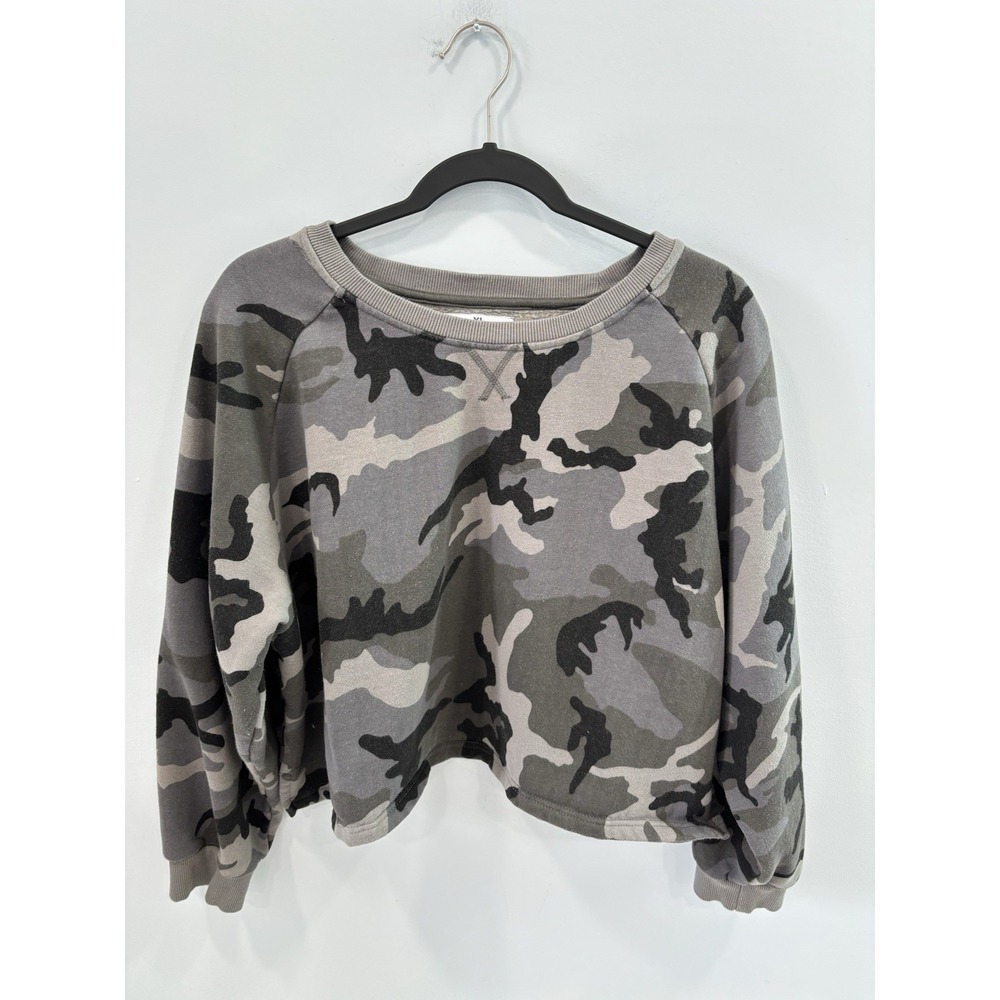 Zero Foxtrot Gray Camo Cropped Sweatshirt XL Long Sleeve Lounge Pullover Wear